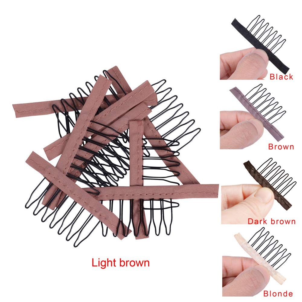 YANTAISIYU 24 Pcs/Lot Steel Wig Clips with Cloth Combs for Hairpiece Caps and…