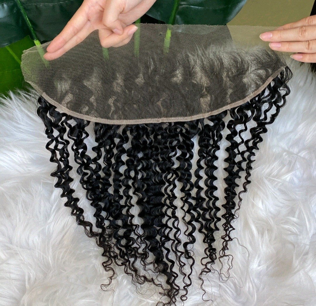 18INCH BRAZILIAN HD THIN LACE FRONTAL 13X4 EAR TO EAR DEEP CURLS COLOUR 1B# 90g