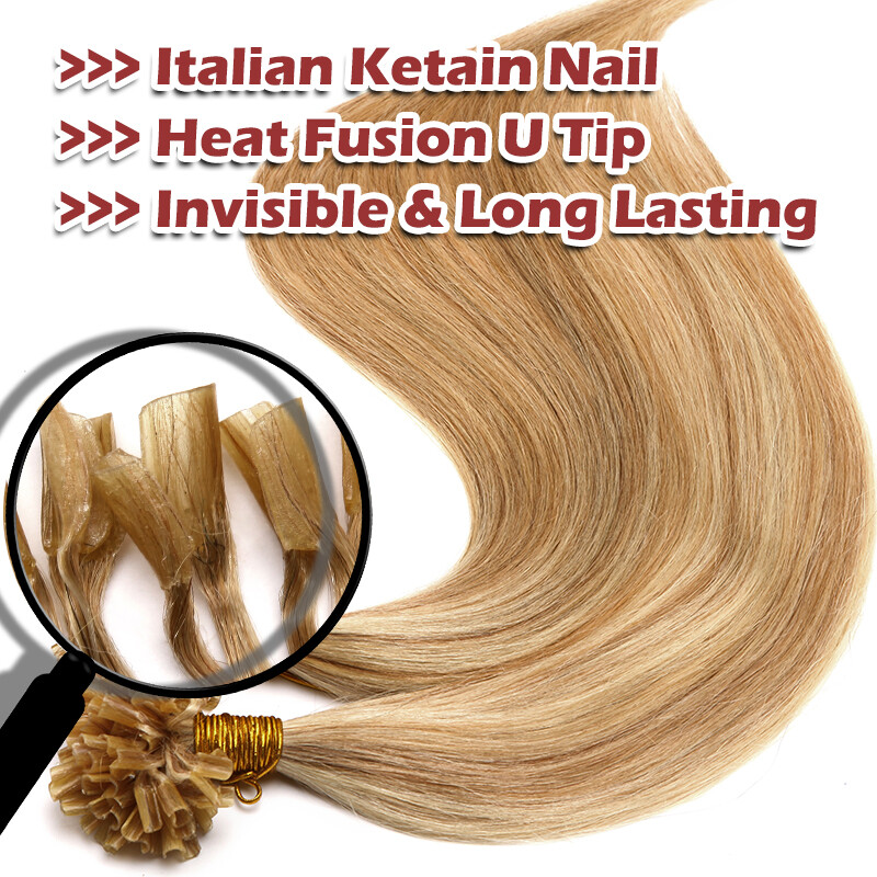 Keratin Hair Extensions Human Hair Pre-Bonded 100% Real Remy strands Full Head