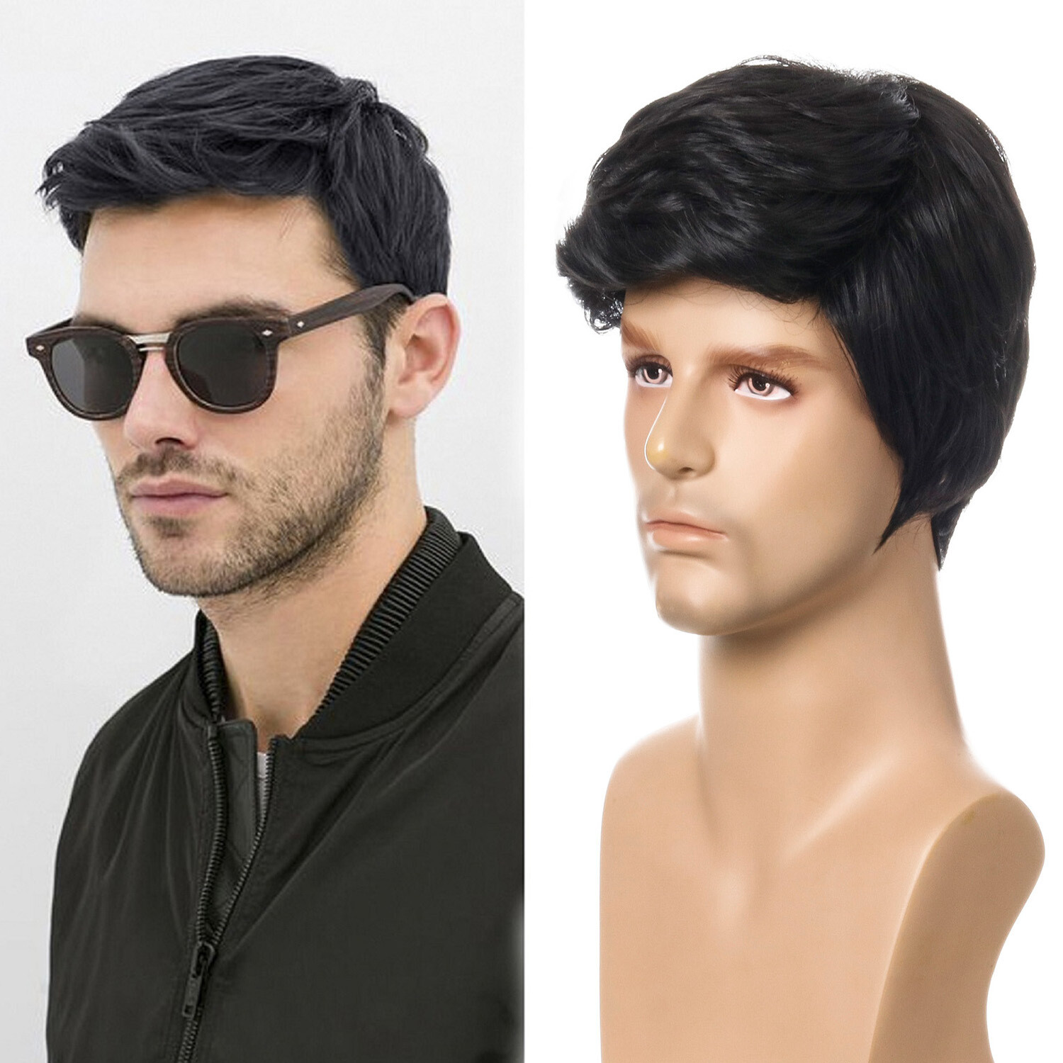 Handsome Men’s Wig Short Little Wavy Synthetic Hair Heat Resistant Natural Look