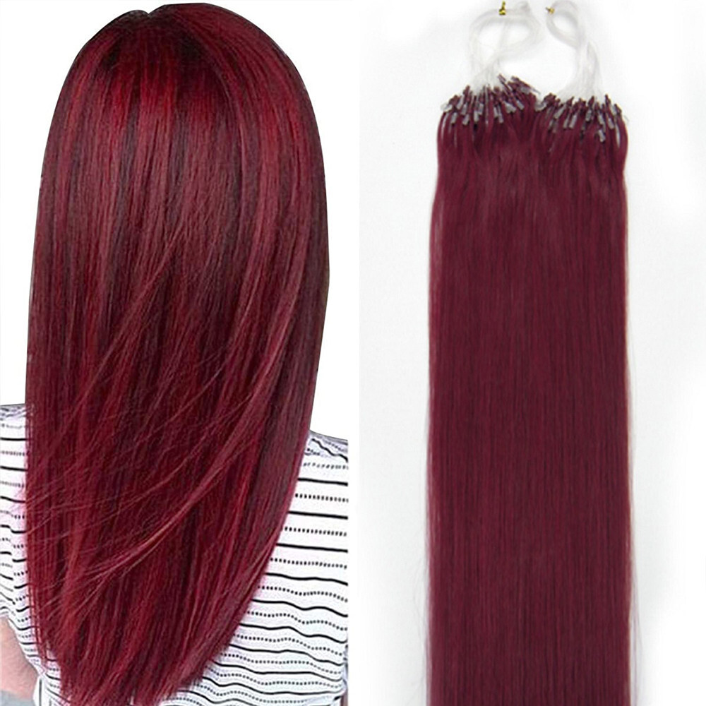 Easy Loop Micro Real Human Hair Extensions Micro Beads Link Russian Hair 16-26in