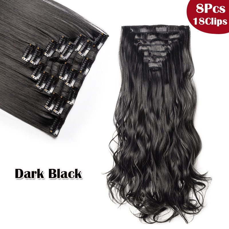 100% Real Thick 8Pcs 18Clips Clip in Full Head Hair Extensions NEW As Remy Human