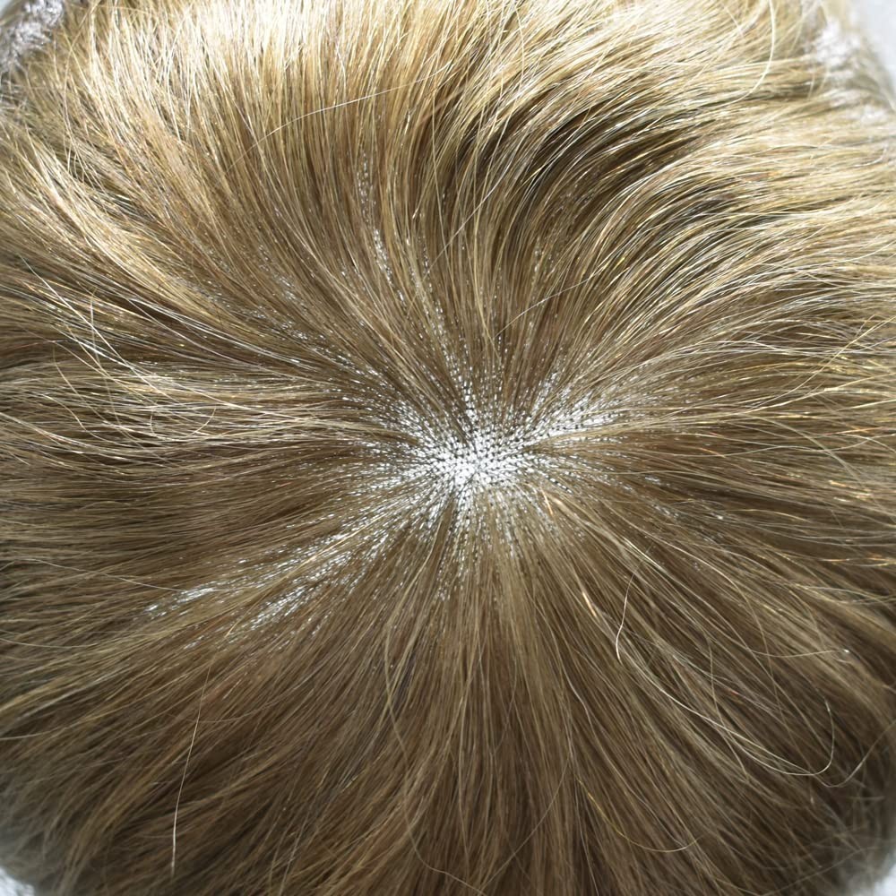 French Lace Front Mens Toupee Poly Skin Hairpieces Human Hair Replacement System