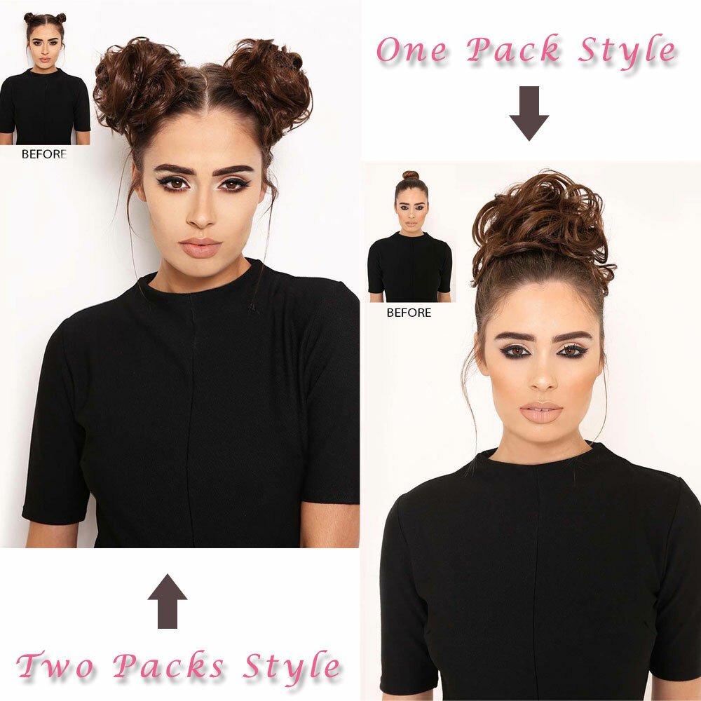 Real Thick Curly Messy Bun Hair Piece Scrunchie Hair Extensions AS HUMAN HAIR US