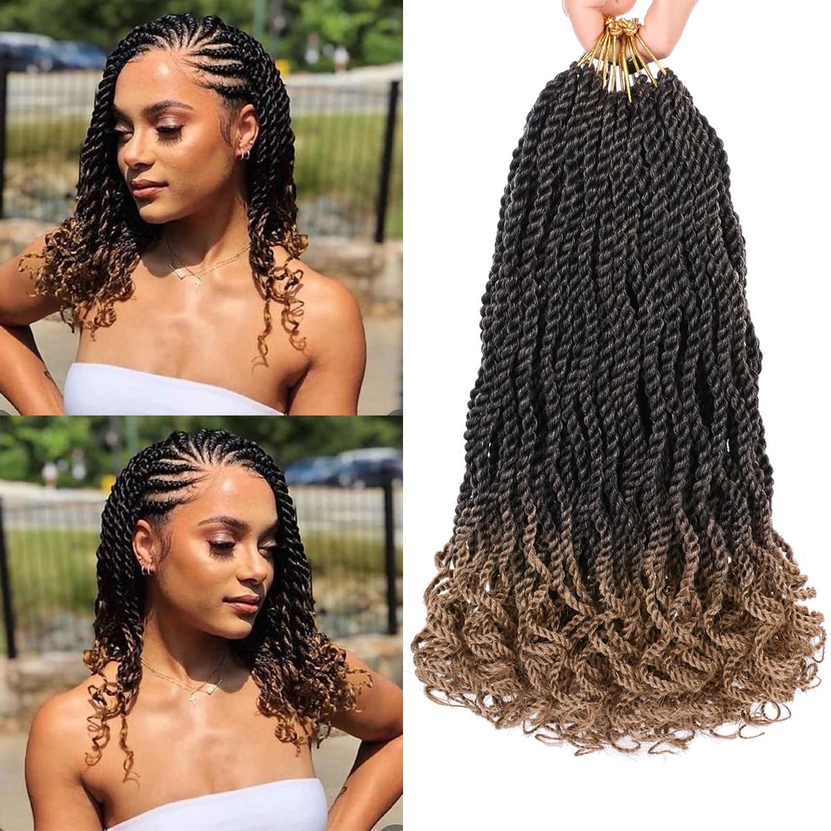 Kachanaa 8 Pack Wavy Senegalese Twist Crochet Hair For Black Women 14 Inch