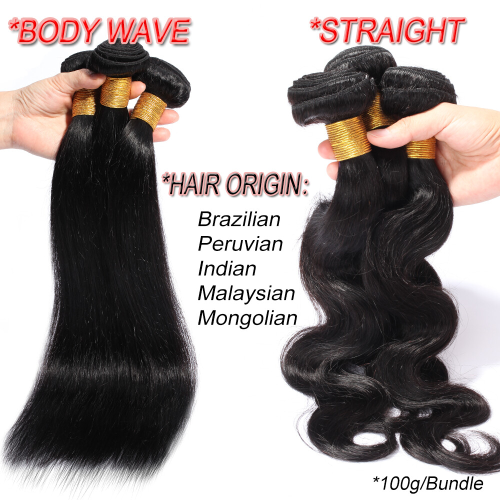 300G/3 Bundles THICK 100% Virgin Human hair Extensions Sewing In Bundles Weave