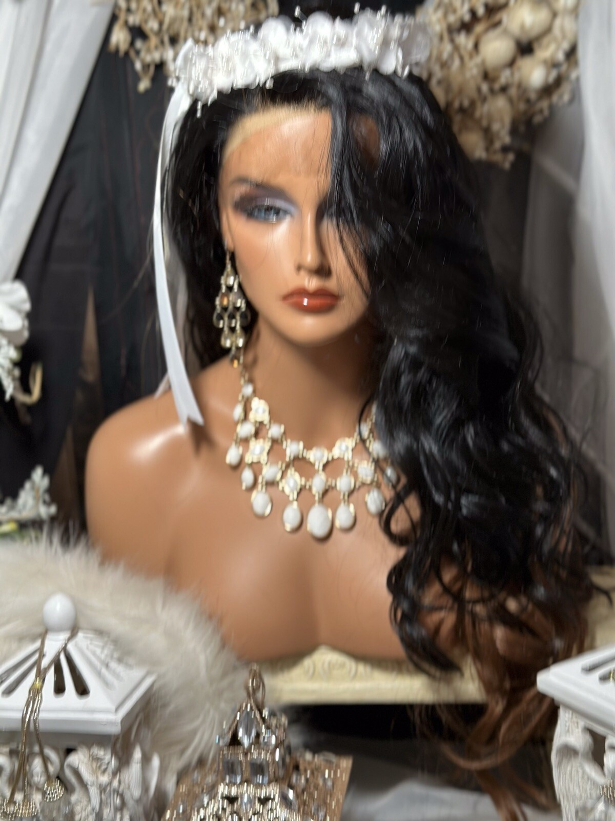 GORGEOUS! 32”OMBRE’ BLACK TO RED,HHBLEND, EXTENDED LACE FRONT W/ FREE PART WIG