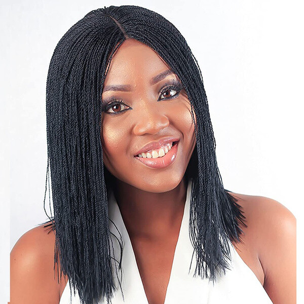 16 Inch Long Micro Twist Braided Wigs Synthetic Thin Braided Bob Wigs for Women