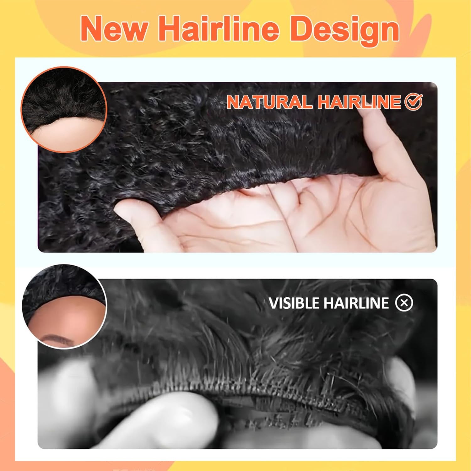 220% Density 18″ Burmese Curly Half Wig – 100% Human Hair, Glueless Clip-Ins, Ea