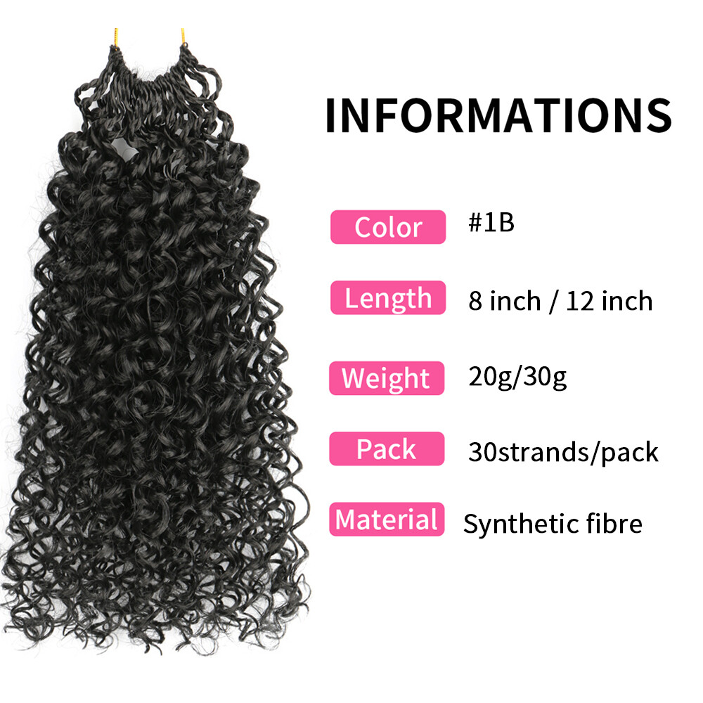 8″ 12″ Curly Water Wave Crochet Braids Pre-looped Twist Braiding Hair Extensions