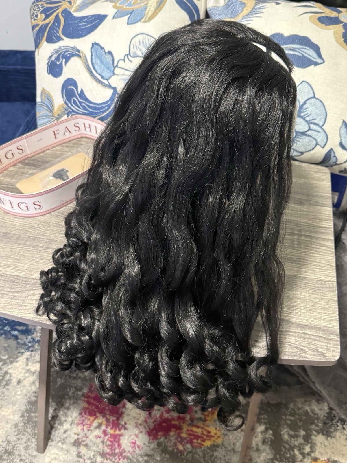 V Part Yaki Curly Wig 22 Inch Glueless Synthetic Half Wig for Black Women