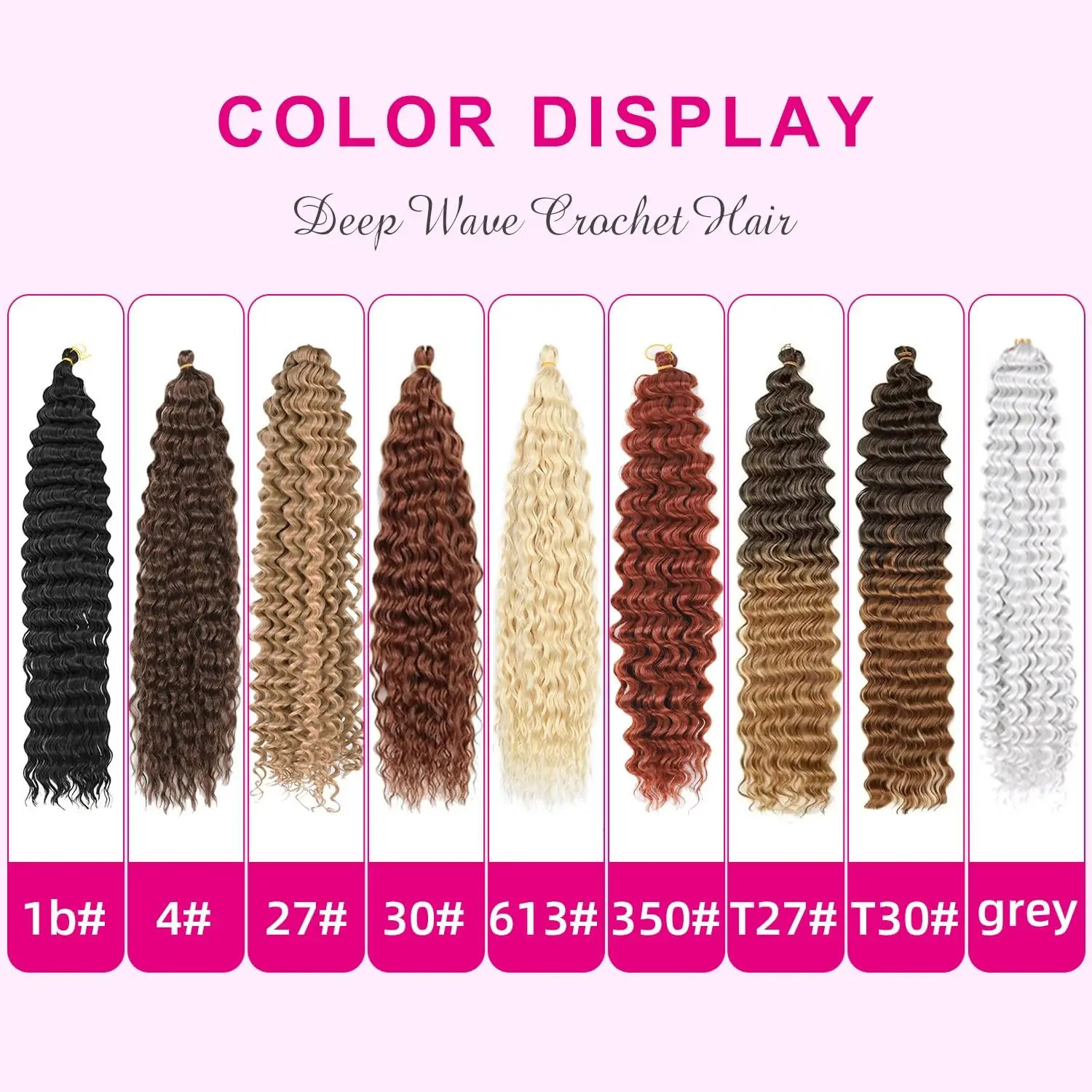Deep Wave Hair Bundles Synthetic Long Curly Ocean Wave Crochet Braiding Hair