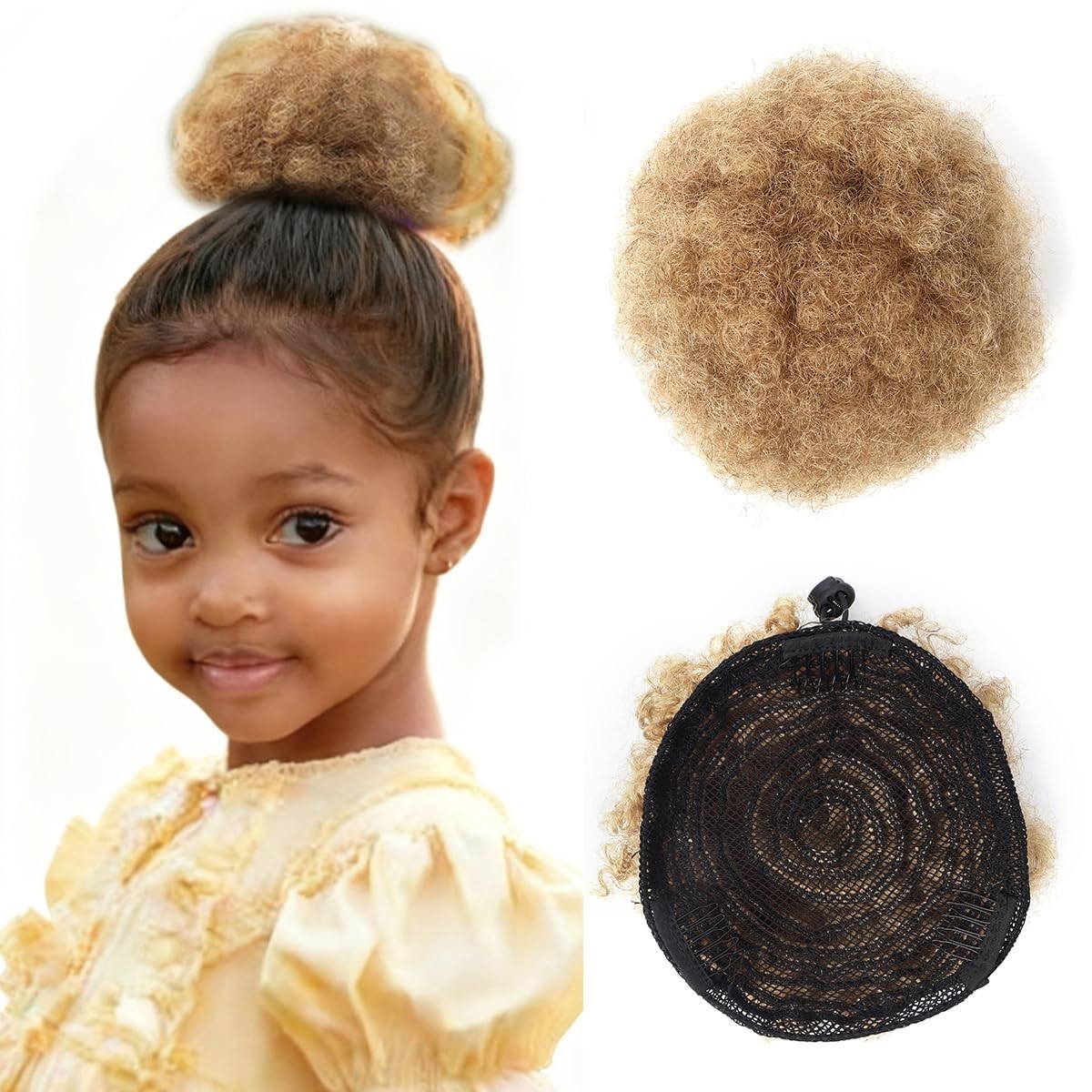 #27 Light Blonde 6in Silky Afro Puff Ponytail 100% Human Hair Clip-In Extension