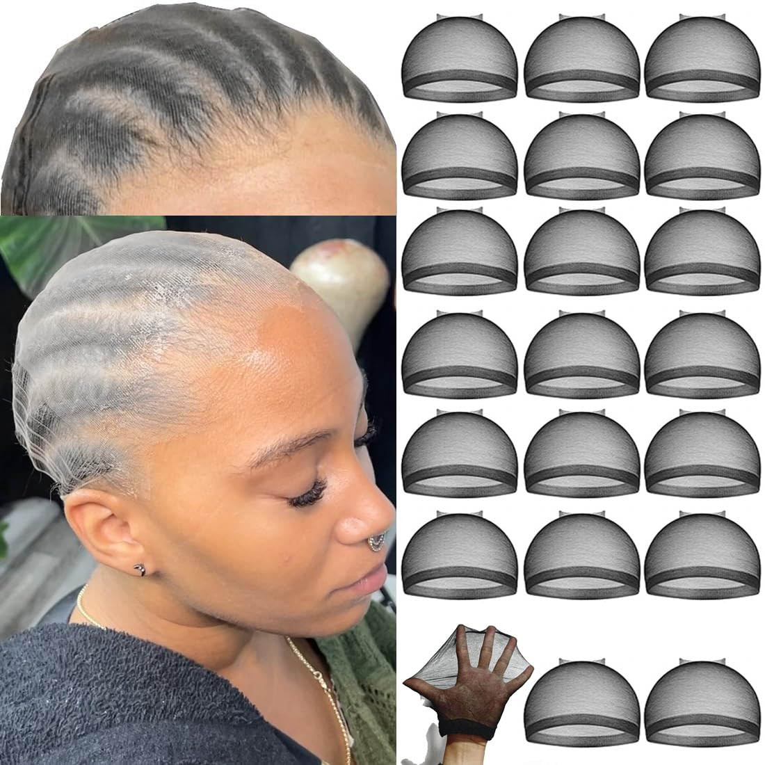 10 Pcs Transparent HD Wig Cap, Thin Nylon Cap for Women, Suitable for Parties, W