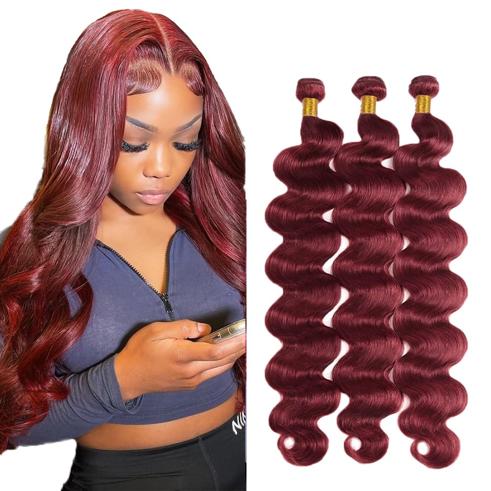 Vinmdonm Burgundy Bundles 99J Straight Human Hair 3 Bundles 16 18 20 Inch 8A