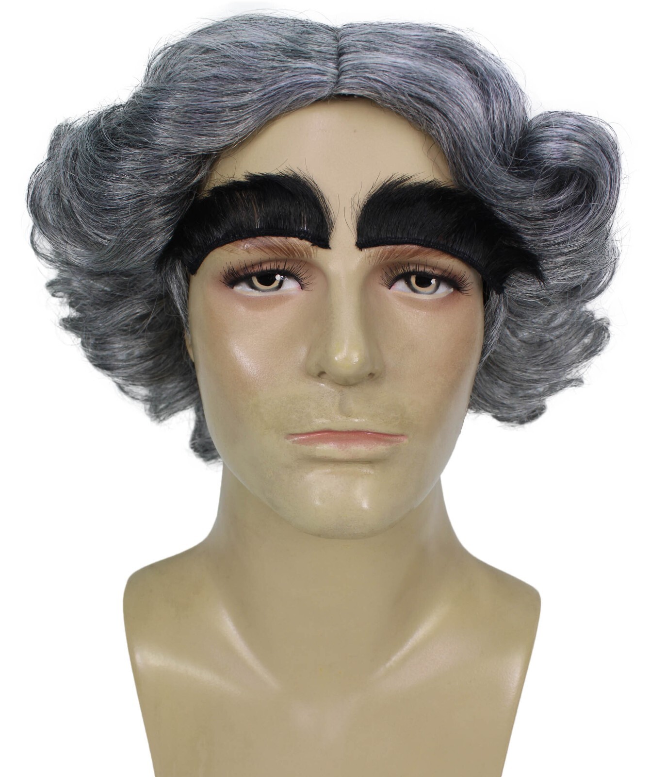 Adult Men’s Mayor Christmas Grey Wig, Flame-retardant Synthetic Fiber, HM-1636
