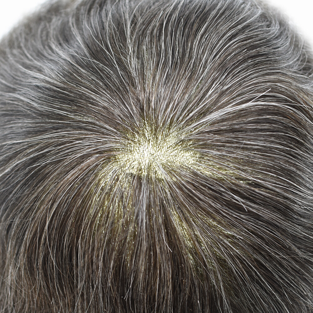 Mens Toupee Hairpiece Thin Skin V-Loop Front Hair Replacement Wig for Men 0.08mm