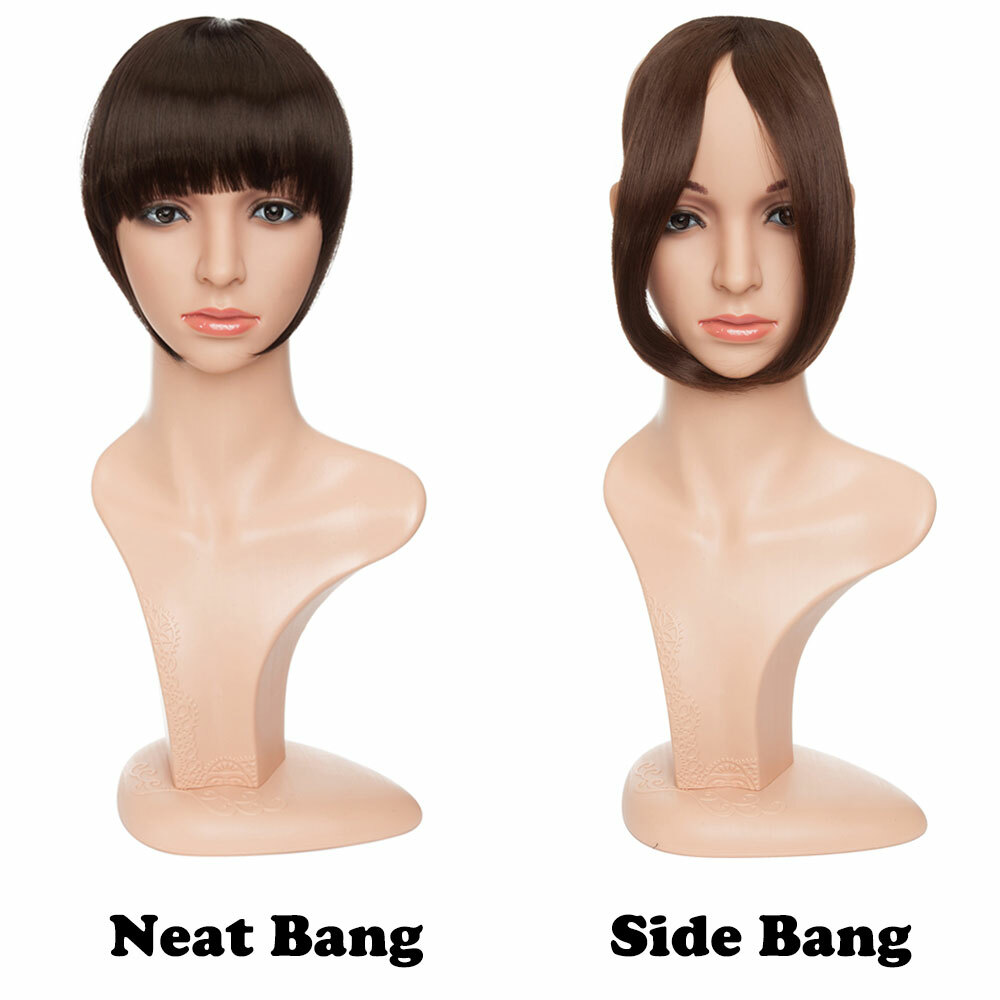 One Piece As Human Hair Neat Side Bangs Clip In Fringe Front Hair Extensions UK