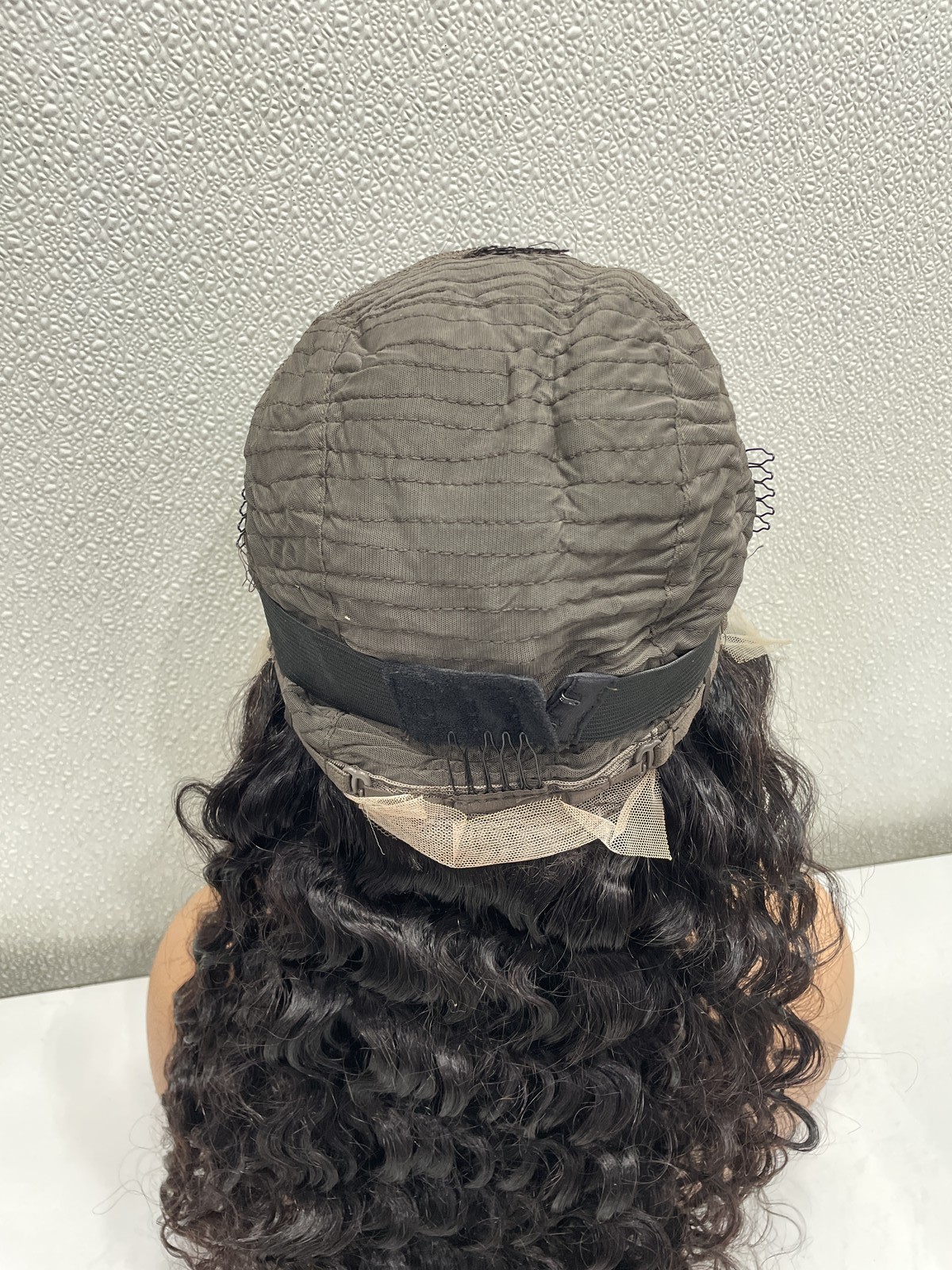 Natural Black Deep Wave Human Hair Blend 13×4 Lace Front 180% Density Wig, 20″
