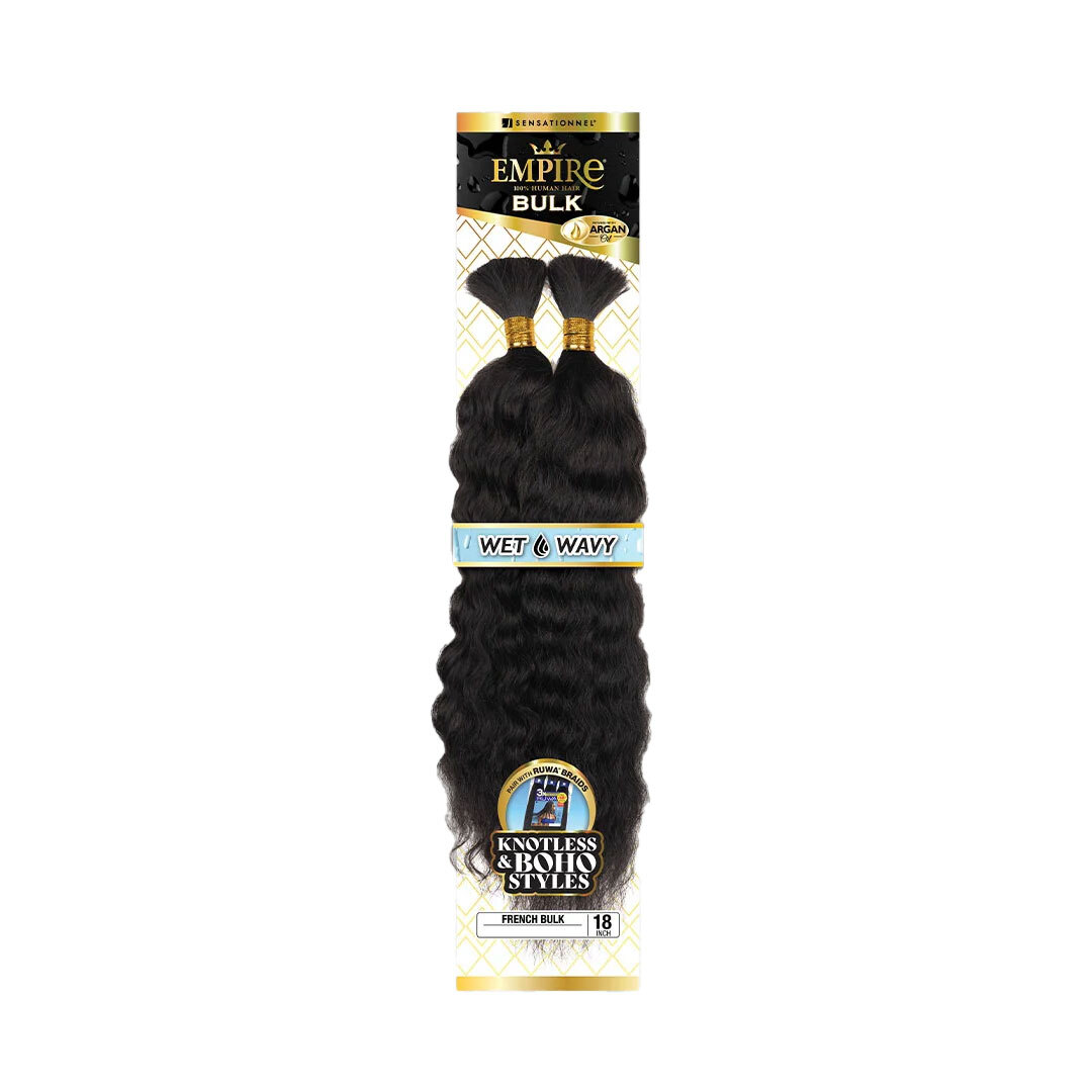 Sensationnel Human Hair Weave Empire Wet & Wavy French Bulk 18″