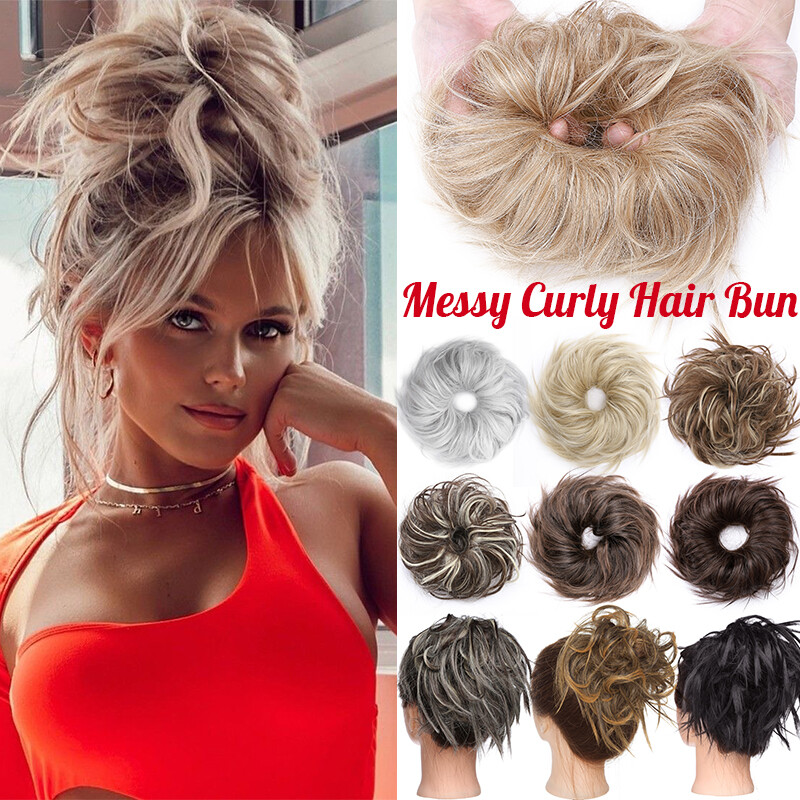 Updo Large Thick Messy Bun Scrunchie Hair Piece False Cover Curly Hair Extension