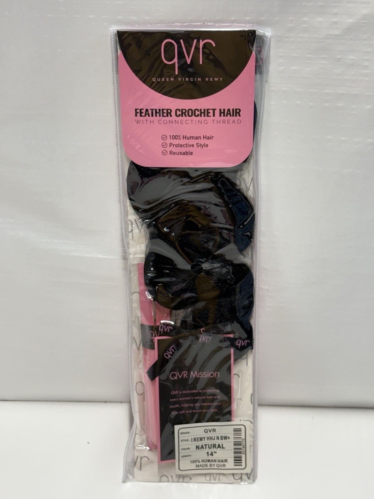 QVR Feather Crochet Hair 100% Human Hair Remy Twist Natural 14in Reusable