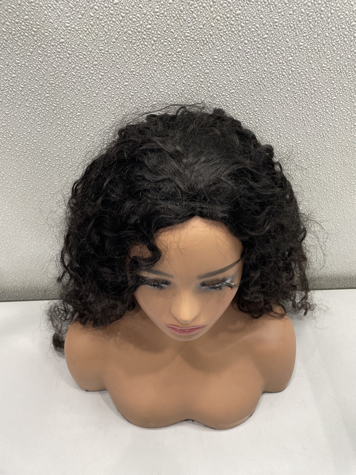 CurlyMe Natural Black Burmese Curly Human Hair Glueless Half Wig, 26″