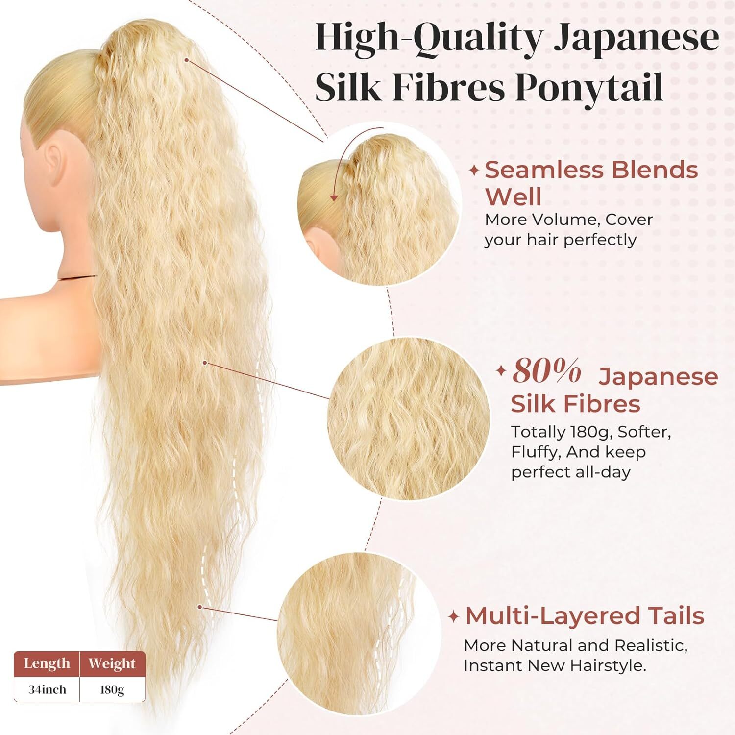 32″ Afro Kinky Curly Ponytail Hair Extensions Drawstring As Human Hair Pony tail