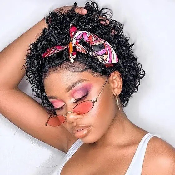 human hair short curly lace front 13×1