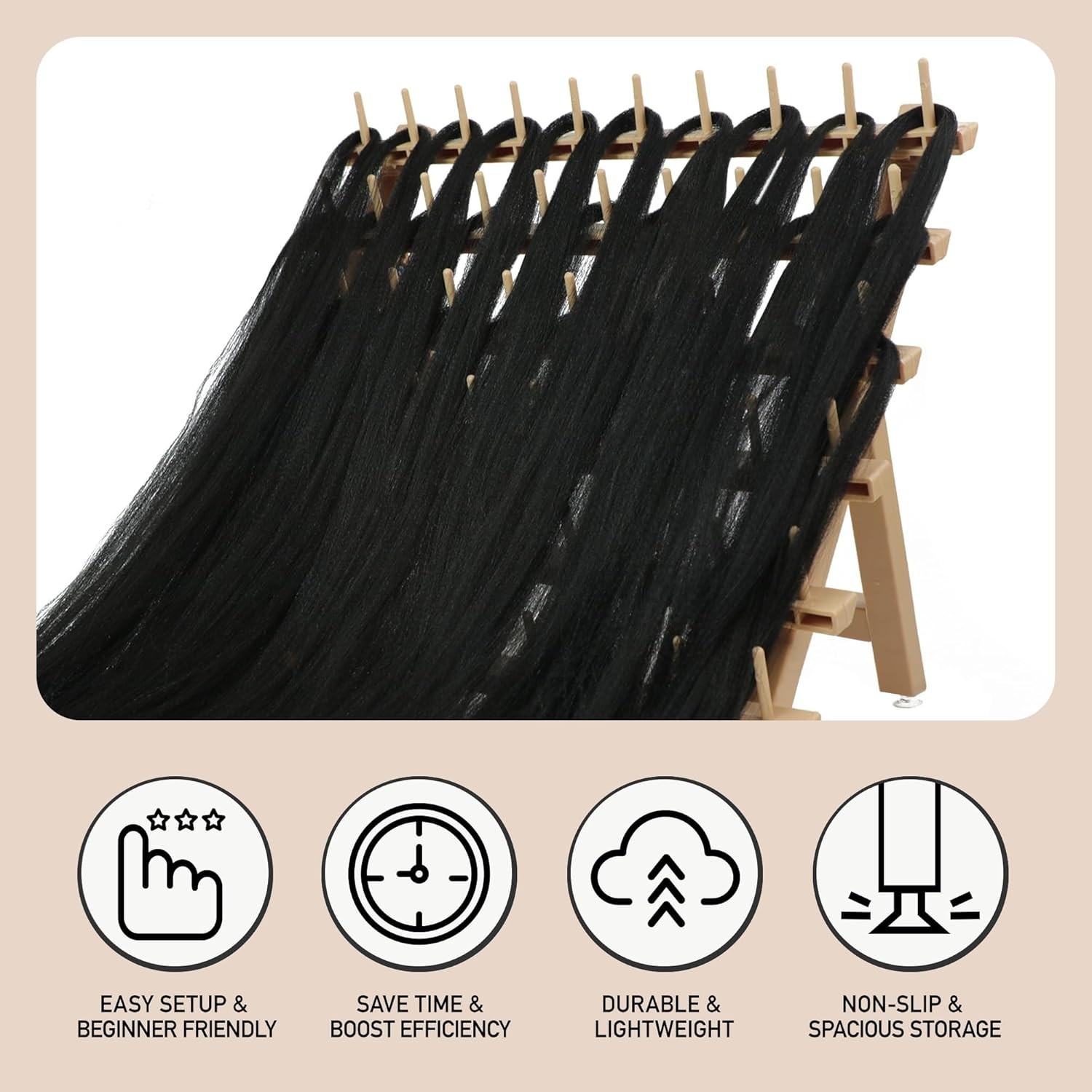 Laflare Braid Rack 60 Spools Braiding Hair Stand Thread Rack (WOOD/PINK/PURPLE)
