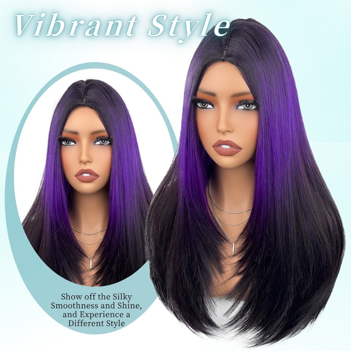 Heat Resistant 26in Ombre Long Straight Full Wig Synthetic for Women Cos Party