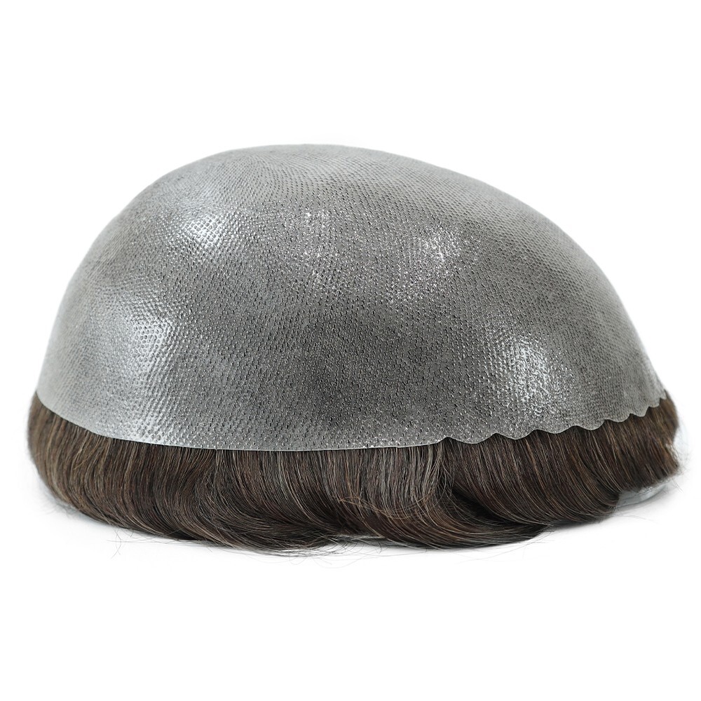 Mens Toupee Human Hair Replacement System Thin Skin Toupee Hairpiece 8X10 Black
