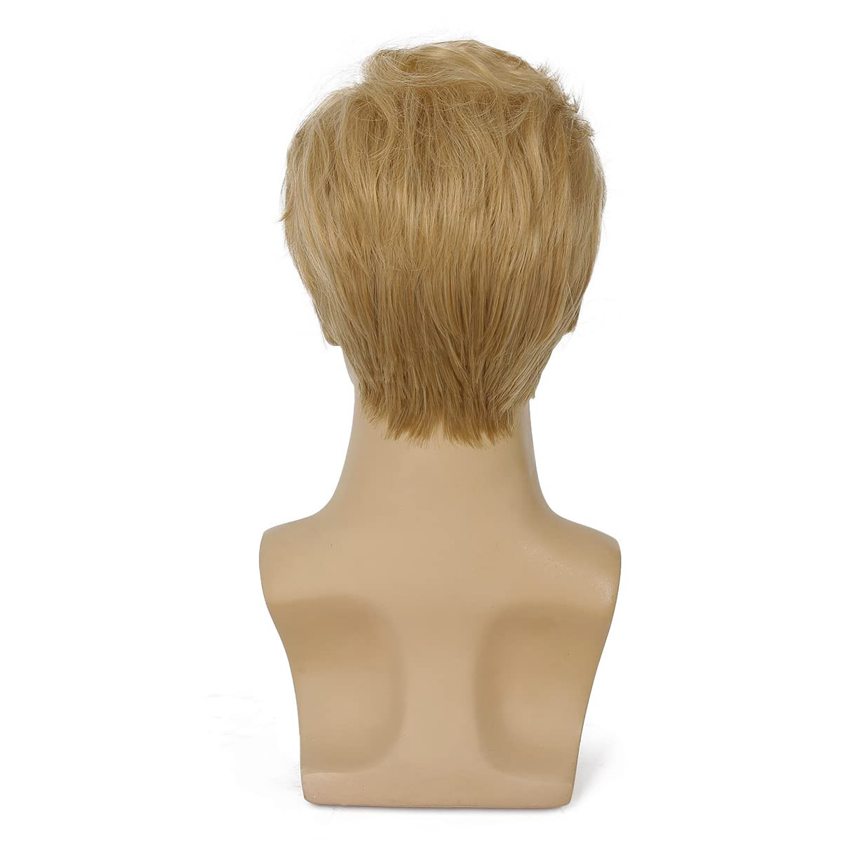 Mens Blonde Wig Short Layered Natural Wavy Hair Wig Synthetic Halloween Cosplay