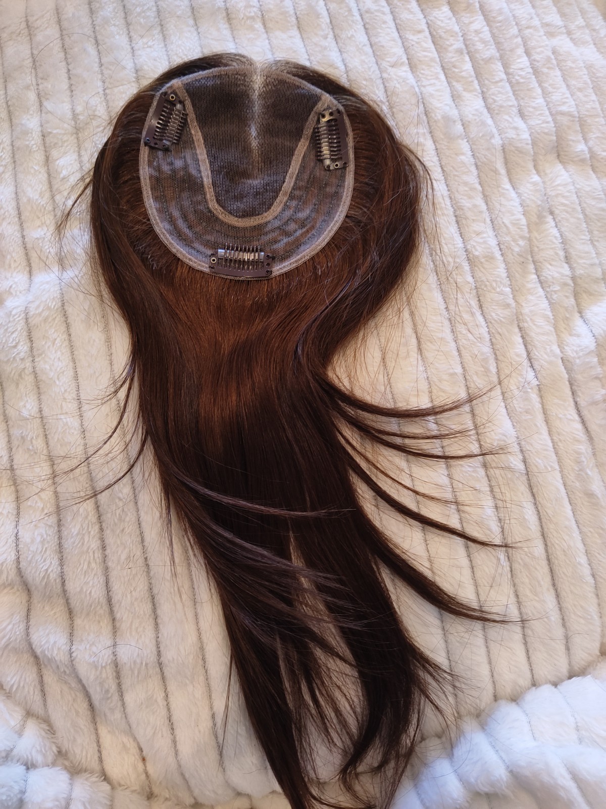 Topunique 12″ 100% Remy Human Hair Piece Lace Topper Brown Lightweight Brazilian