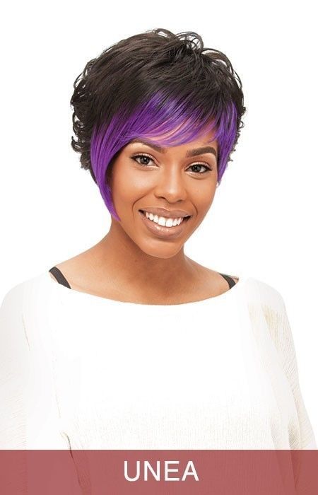 UNEA – VANESSA SYNTHETIC WIG SHORT SIDE BANG WAVY STYLE