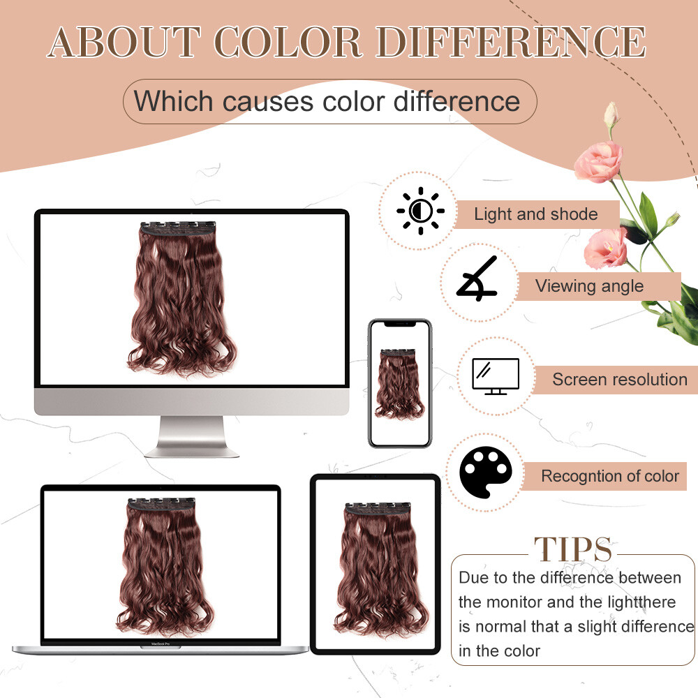 Wavy One Piece Natural THICK Clip in Hair Extensions 3/4 Full Head Long AS Human