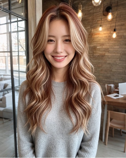 Auburn Ginger Blonde Highlight Wavy 13×4 Lace Front Human Hair Wigs