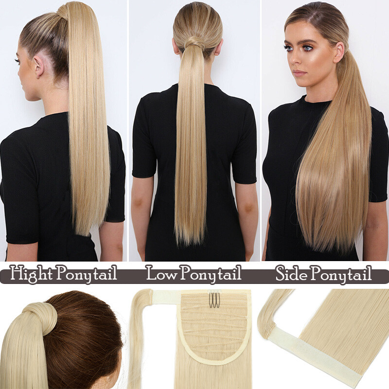 Hair Magic Wrap Around Ponytail Clip In Extensions Horsetail Stragiht Corn Wave