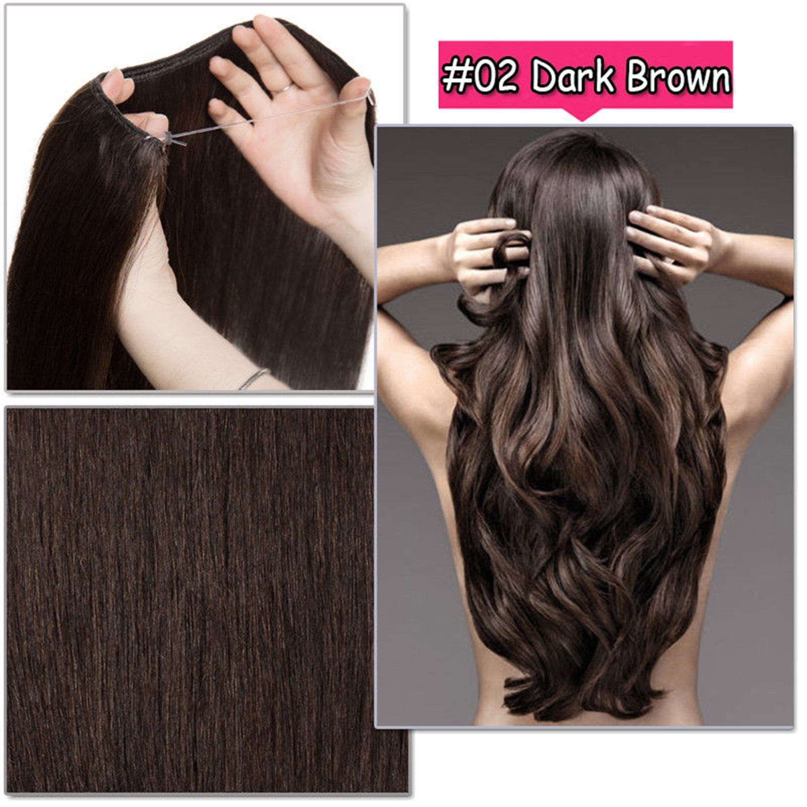 120g 18inch Invisible Wire Weft Flip In Real Human Hair Extensions One Hairpiece