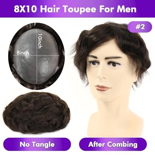8×10 Inch PU Thin Skin Toupee for Men – 0.03mm Human Hair Replacement System, Na