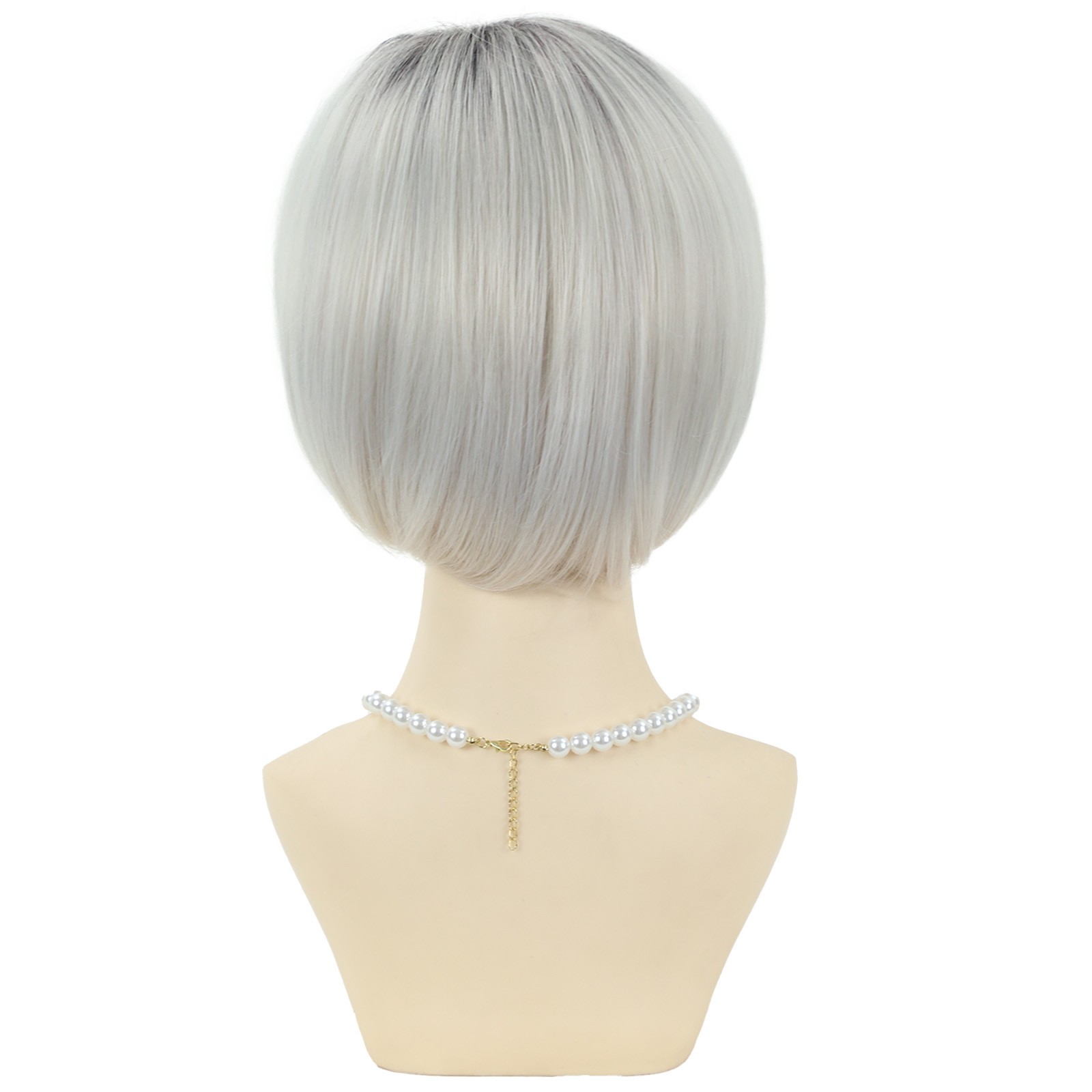 Gray Short Straight Full Bang Bob Synthetic Wig for Women Natural Fashion Daily