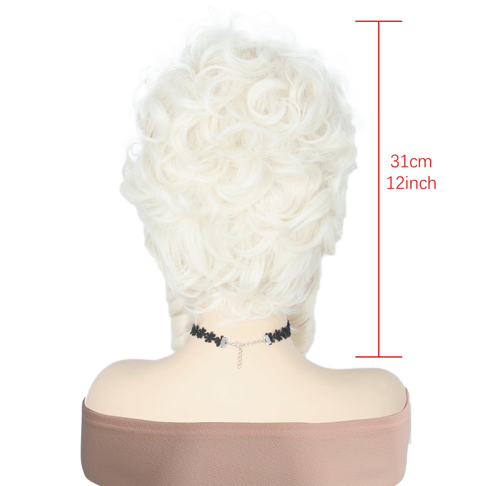 Marie Antoinette High Pouf White Wig Side Ringlets Synthetic Rococo Costume