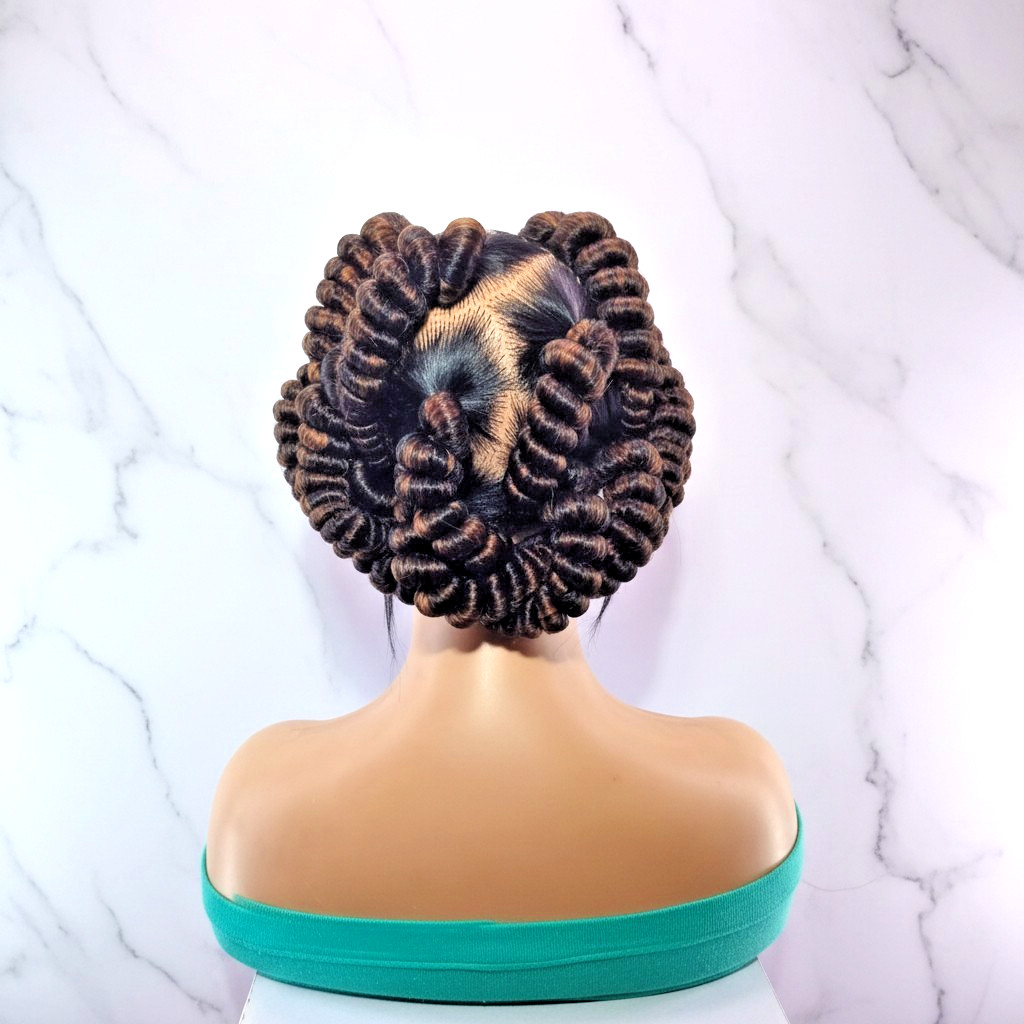 Jumbo Twist Braided Wig Full Lace Baby Hair Spring Twist Bantu Knots
