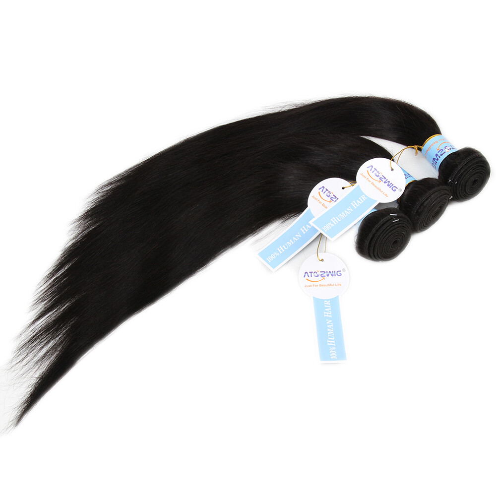 Virgin Human Sew In Hair Weave Extensions Weaving Weft Straight 1/3 Bundles US
