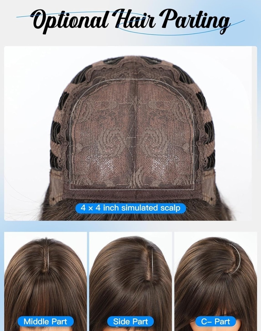 Long Ash Blonde Ombre Full Wig Human Hair blend layers bangs Free Part