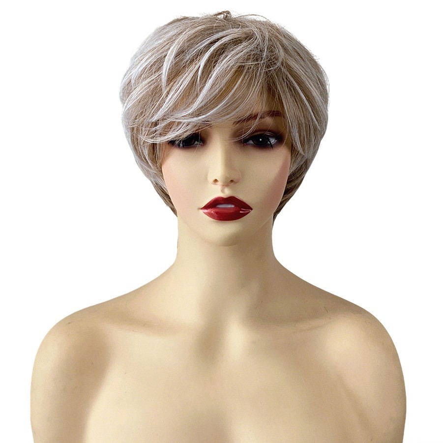 Women’s Short Layered Pixie Cut Wig Ombre Ash Blonde Synthetic