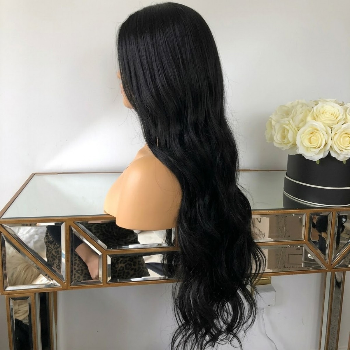 Black Glue Less Lace Front Wig Heat Resistant Hair Long Wavy Natural Women