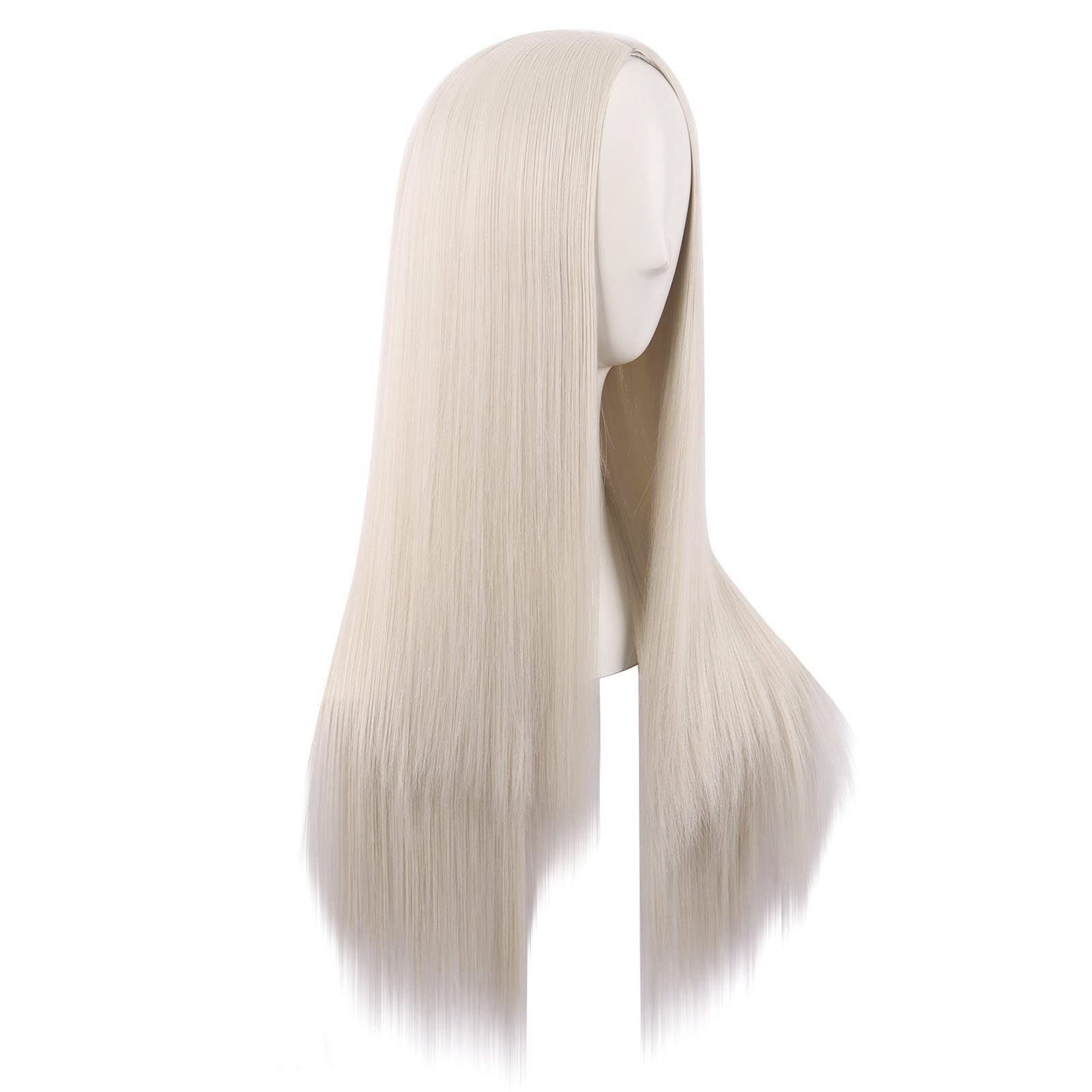 28 Inch/70 cm Women Special Long Straight Synthetic Wig (Platinum Blonde)