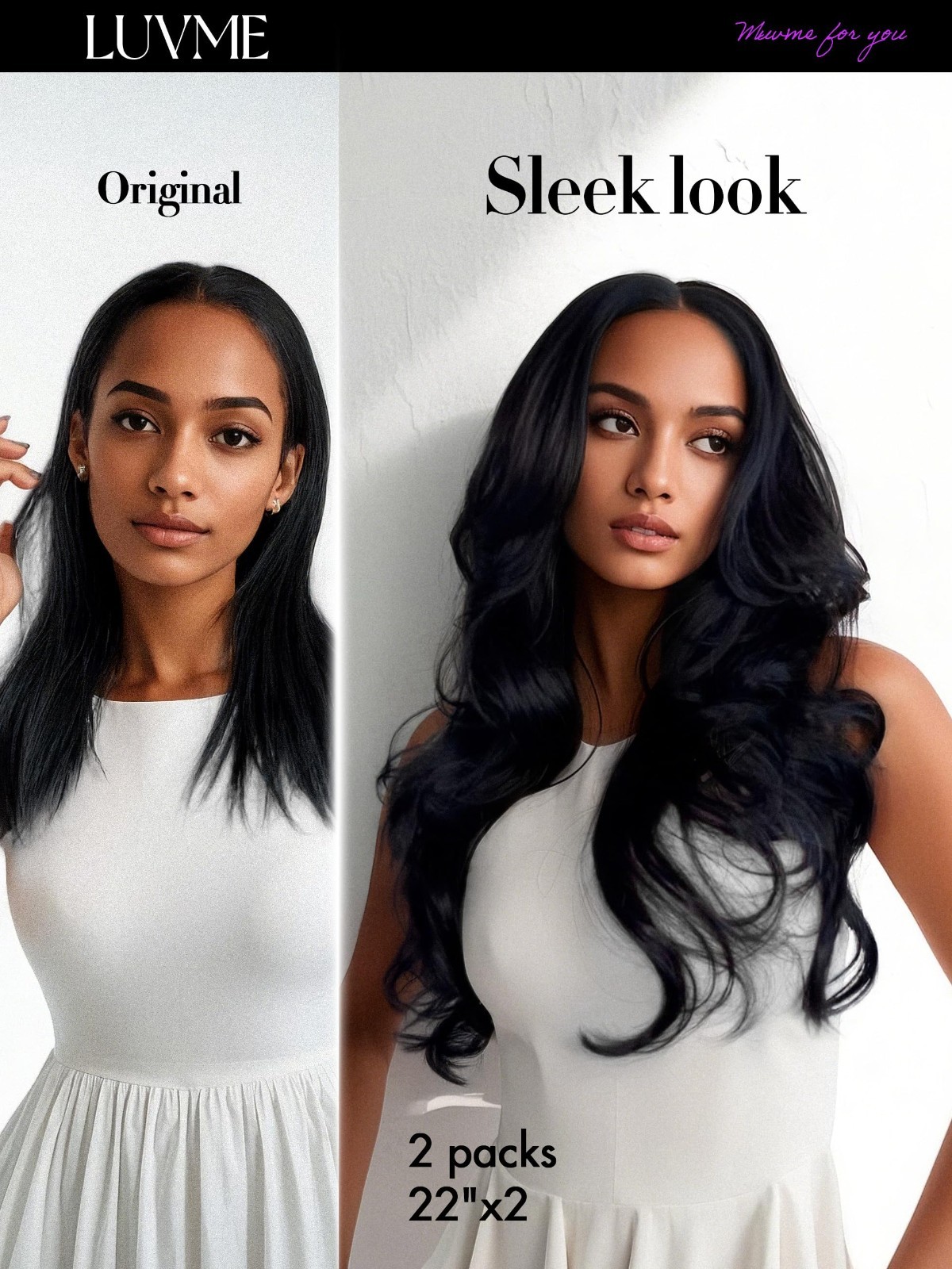 Body Wave Clip-In Hair Extensions 20″ Natural Black 110g 100% Remy Human Hair, S
