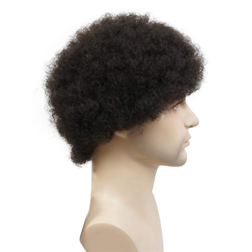 Afro Short Curly Wigs 100_ Human Hair Wig for Black Women or Men African America